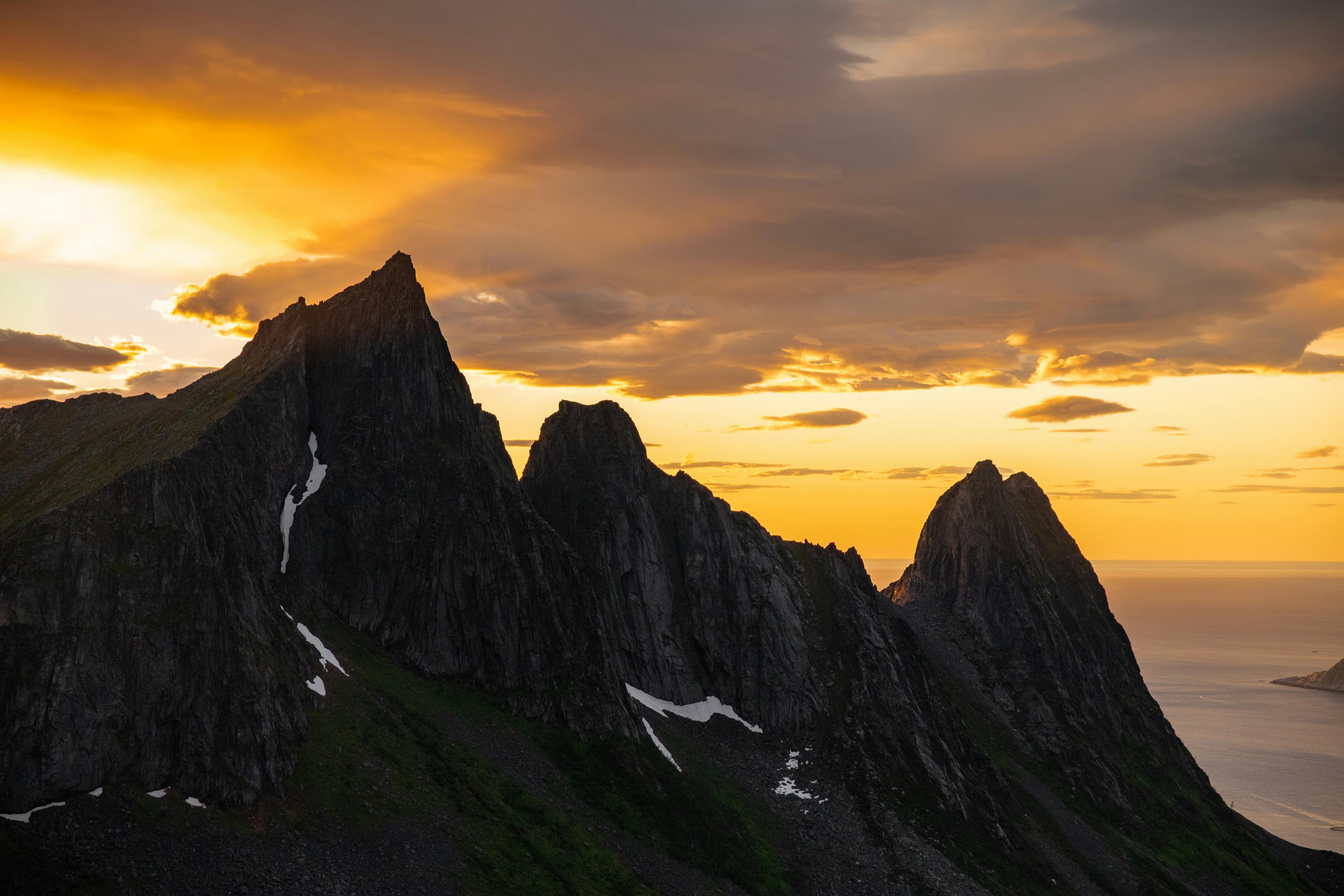 Sunset over the coast of Senja in Northern Norway